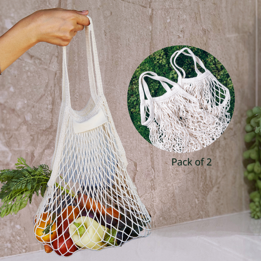 Eco Friendly Reusable Cotton Tote Shopping Bag - Pack of 2